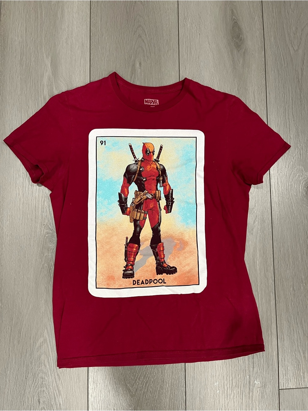 Deadpool Lotería Card Game Graphic Tee TShirt Red by Marvel